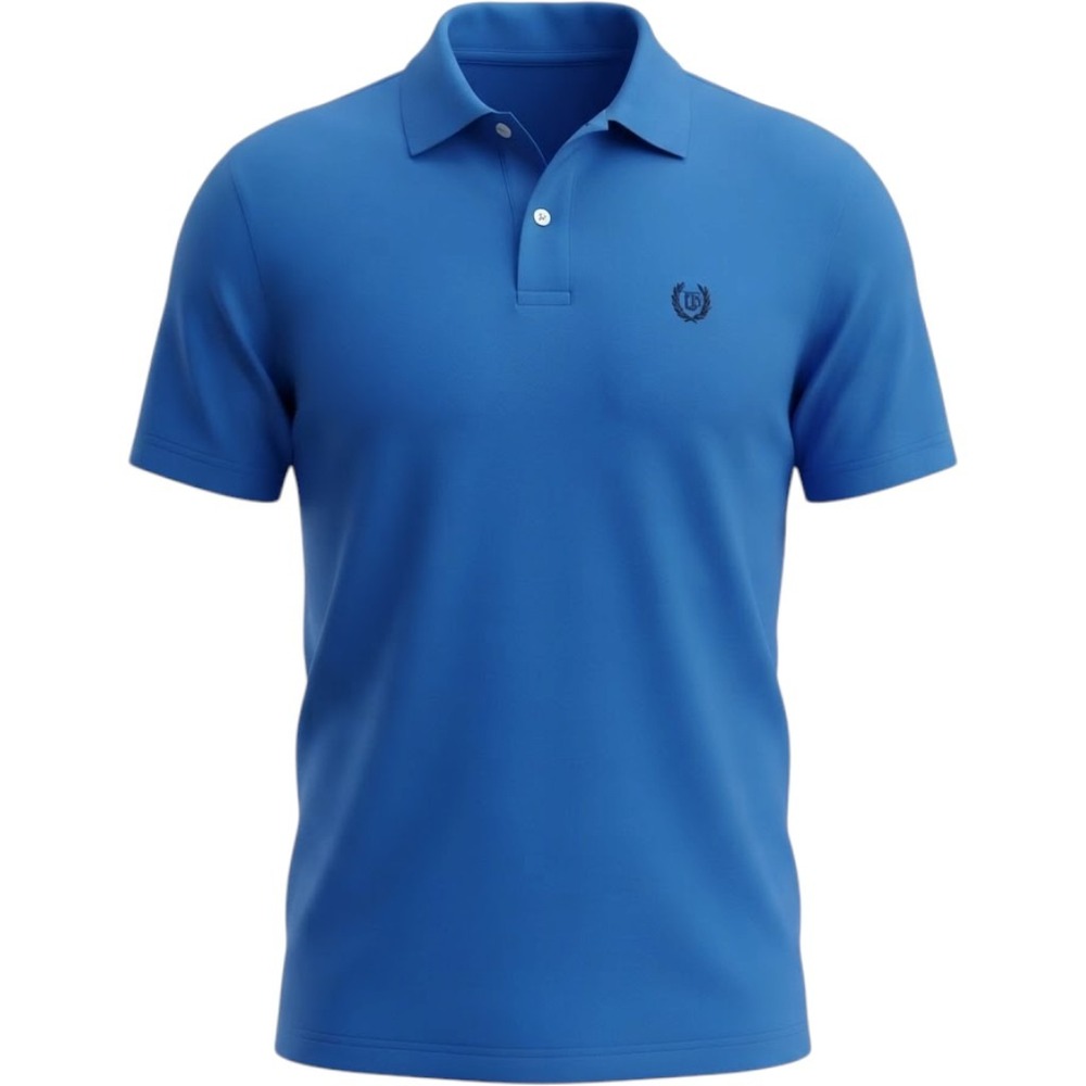 Chaps Mens Blue Short Sleeve Pique Polo Shirt Logo Large RN41381 CA56658